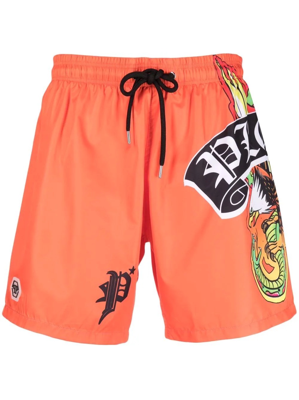 tattoo-print drawstring swimming trunks - 1