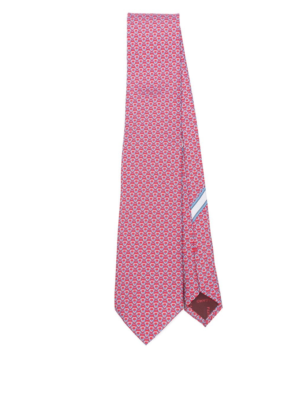 geometric-print silk tie - 1