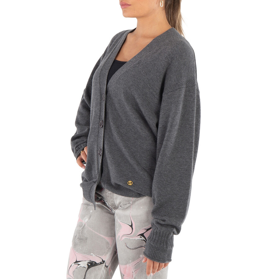 Stella McCartney Grey Iconic Logo Wool Cardigan - 4
