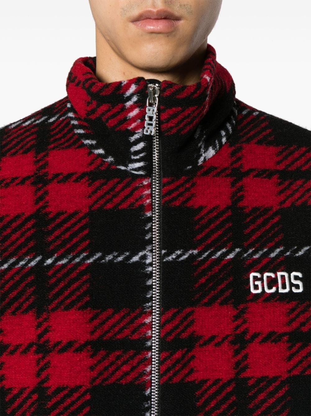 tartan-check zip-up bomber jacket - 5