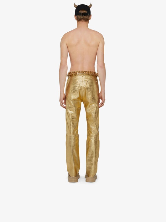 PANTS IN METALLIZED CROCODILE EFFECT LEATHER - 4