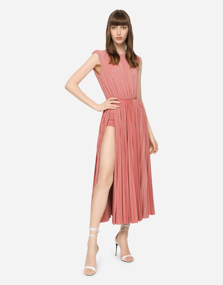 Lamé jersey calf-length dress - 5