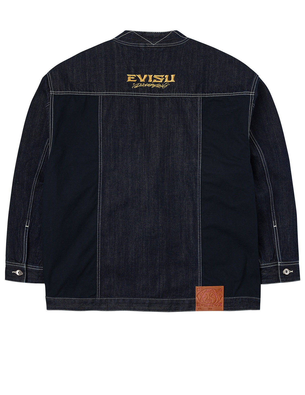 Multi-Pocket with Brocade Patch Relax Fit Denim Kimono - 2