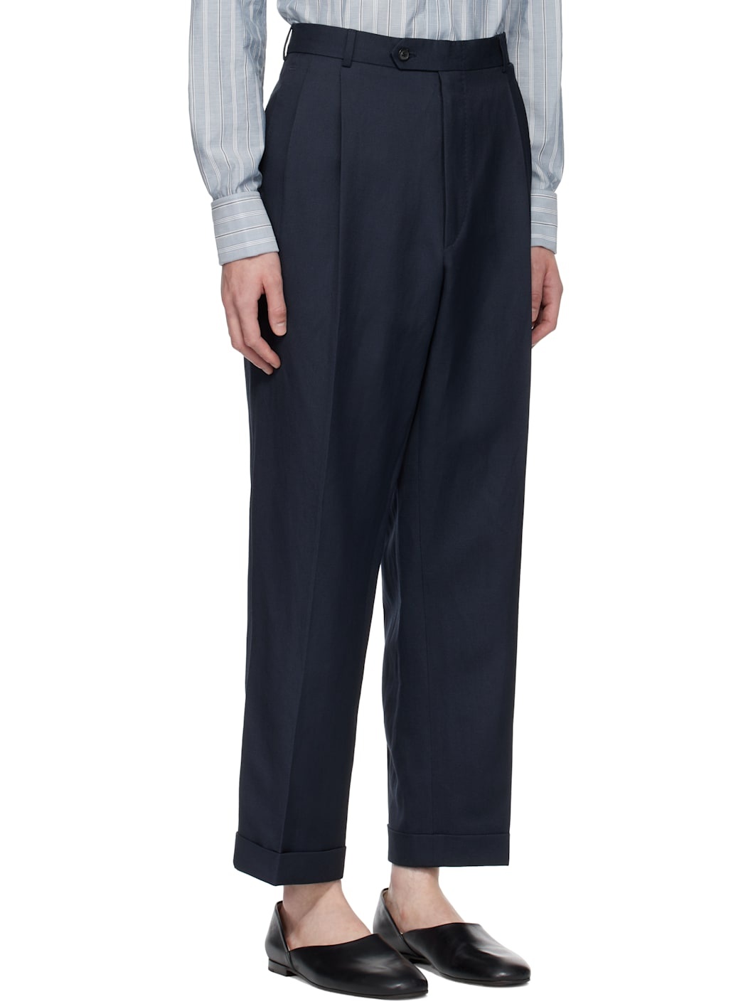 Navy Turn-up Trousers - 2