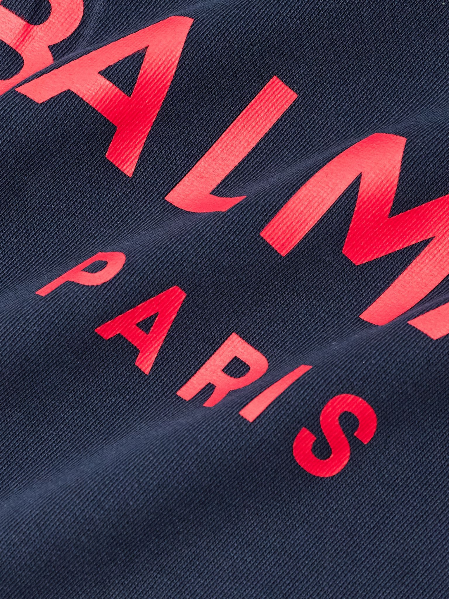 Logo-Print Stretch Cotton-Blend Jersey Hoodie Navy - 5