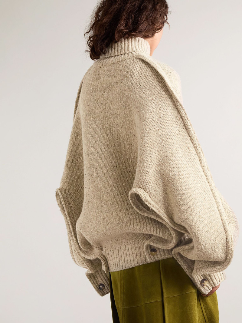 Button-detailed wool turtleneck sweater Neutral 3