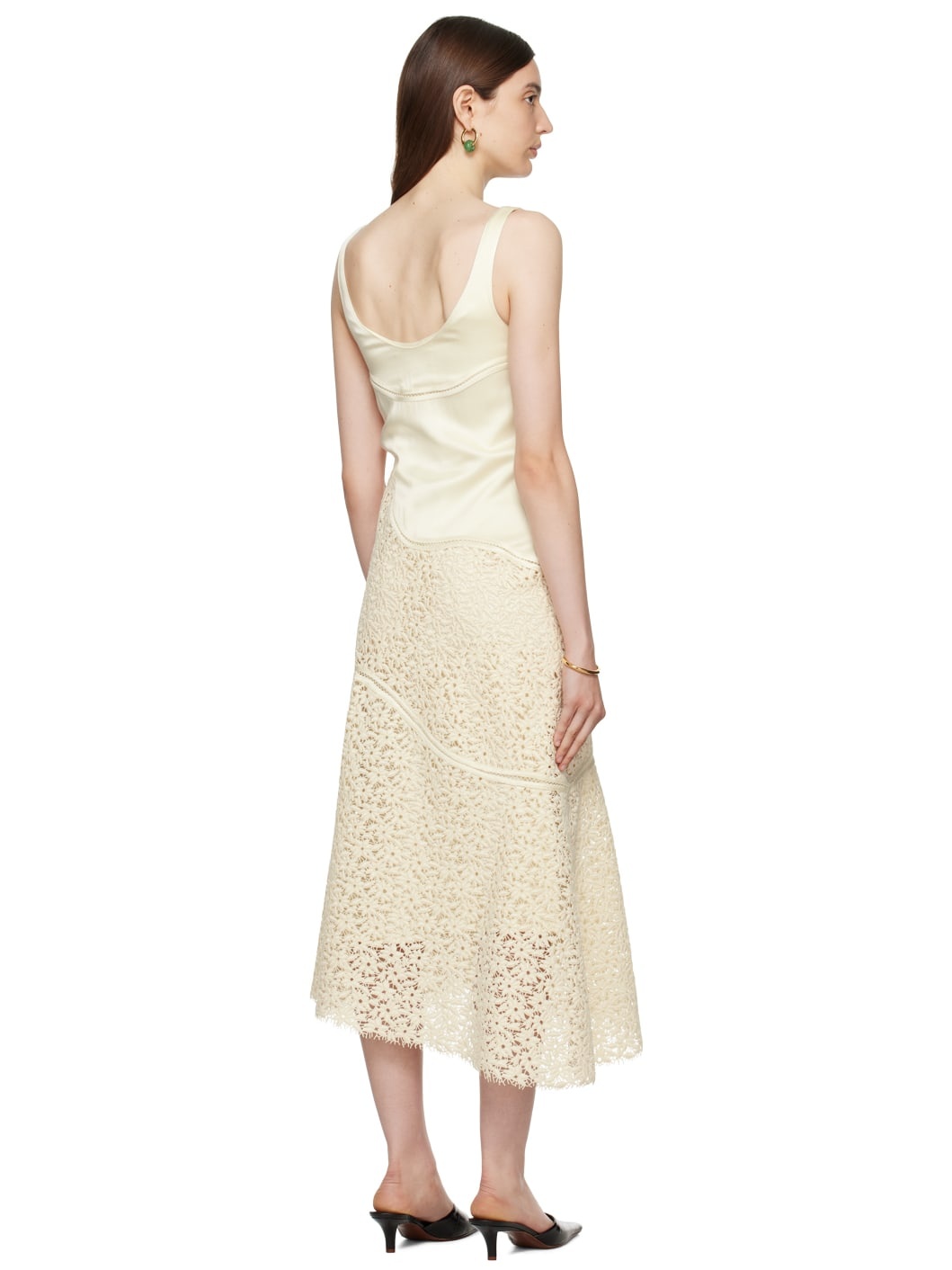 Off-White Embroidered Midi Dress - 3