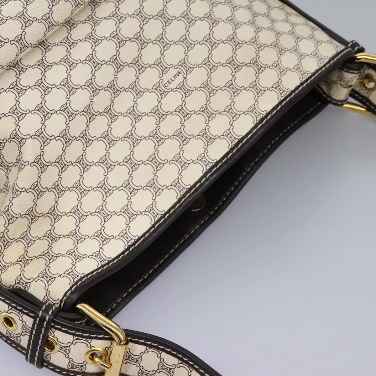 CELINE Macadam Canvas Shoulder Bag Pvc Leather White - 6