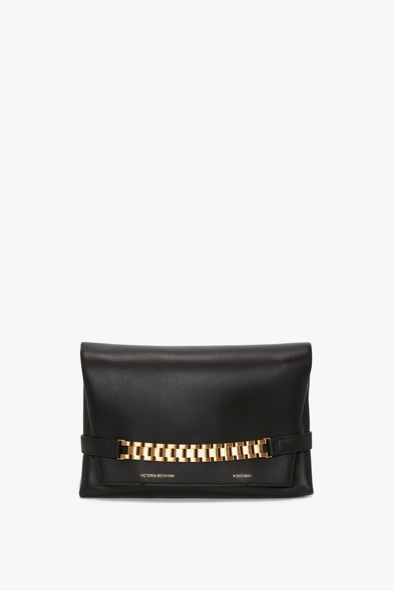 Chain Pouch Bag In Black Leather 3