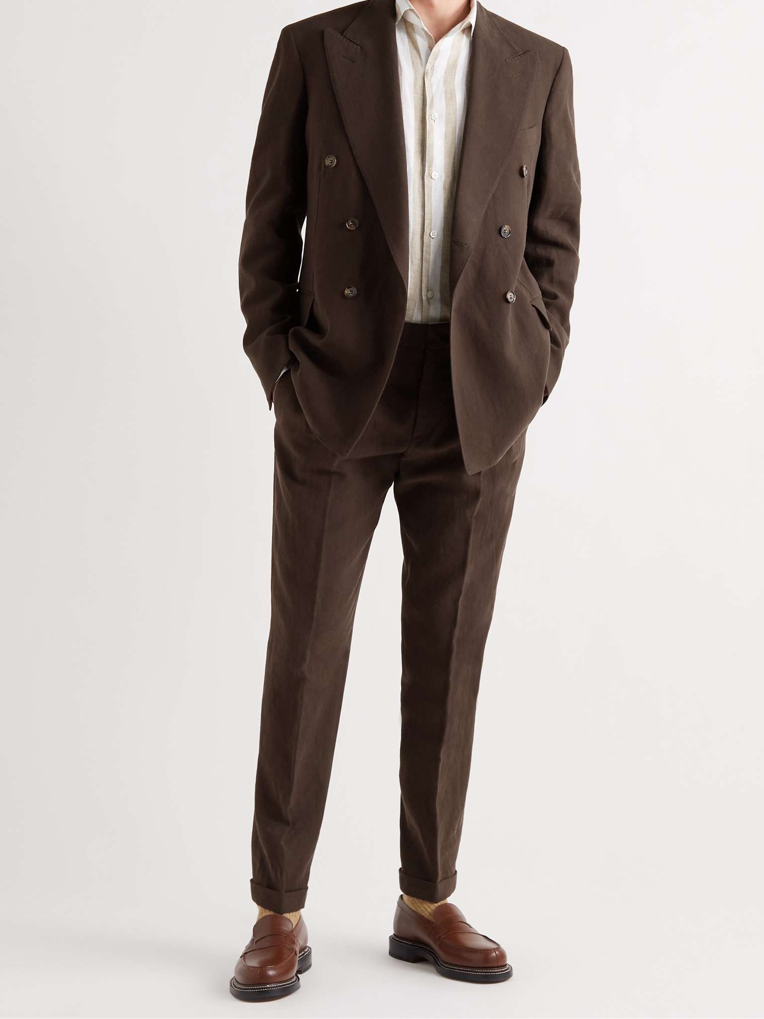 Slim-Fit Tapered Pleated Linen Suit Trousers - 2