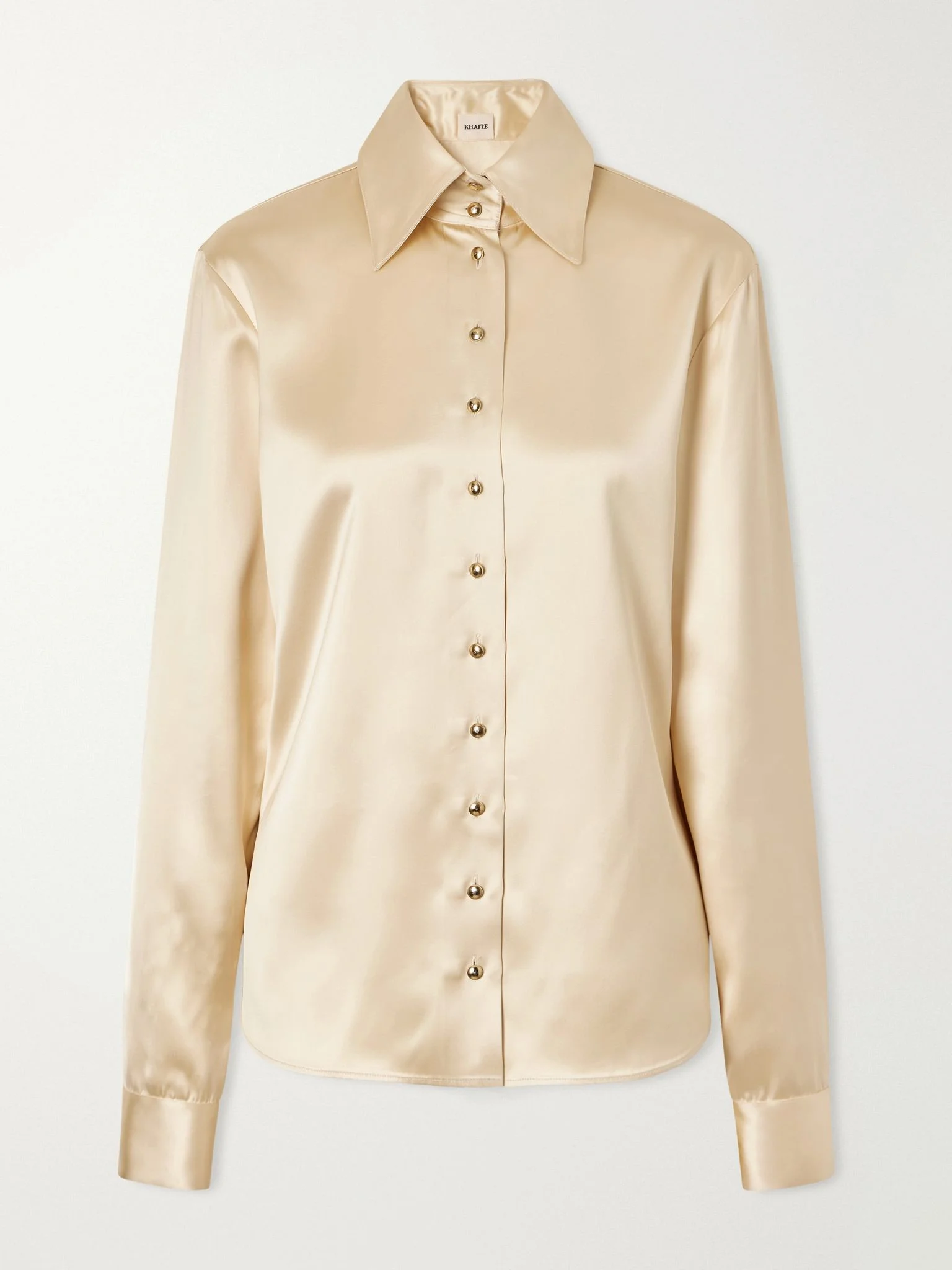 Ivy high-collar satin shirt Ivory - 1