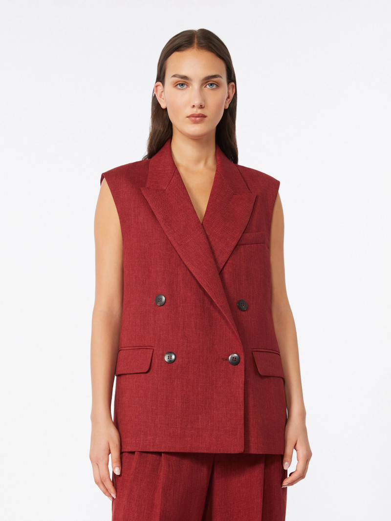 AIA Linen twill gilet - BRICK RED 3