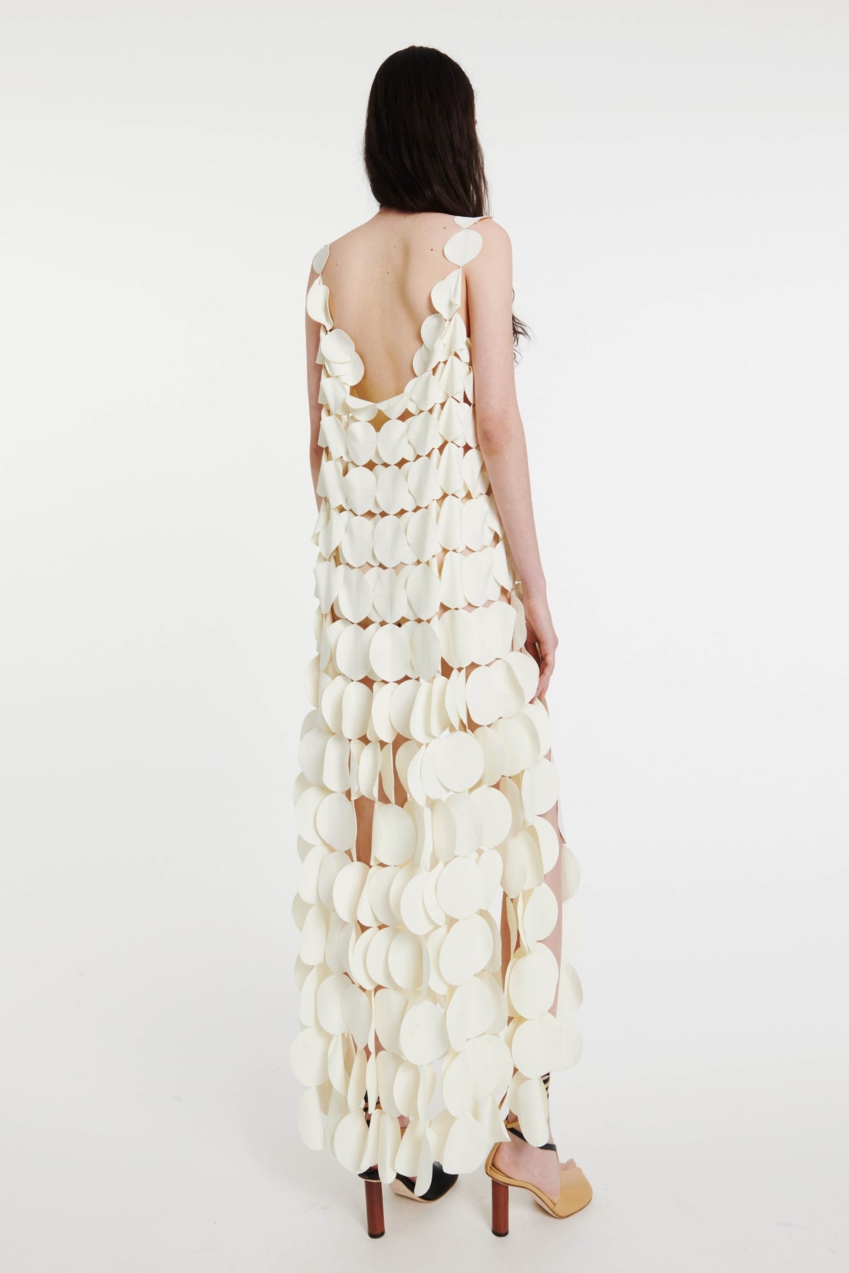 MULTI CIRCLE DOUBLE LAYERED DRESS IVORY - 2