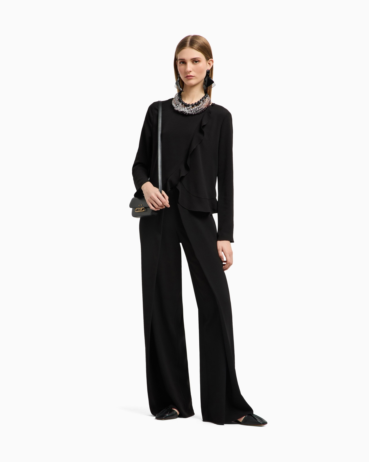 TROUSERS WITH FLUID CRÊPE PANEL - 2