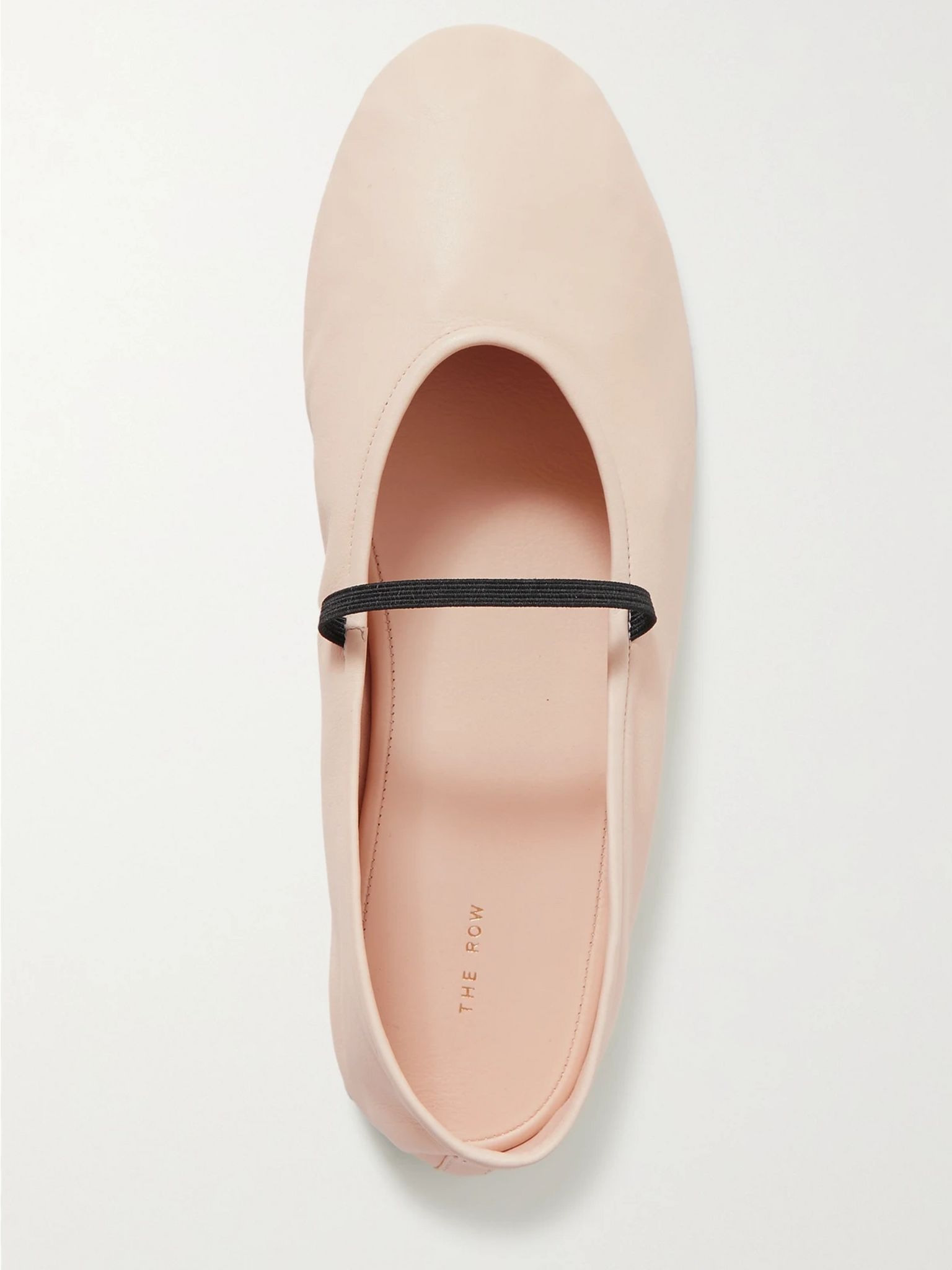 Elastic leather ballet flats Ecru - 5