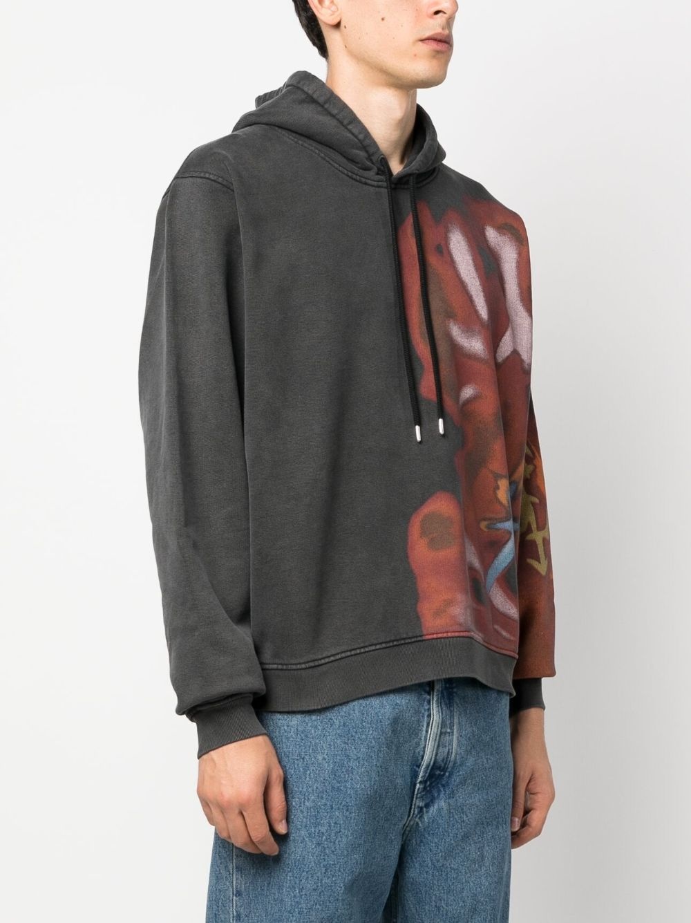 graphic-print cotton hoodie - 3