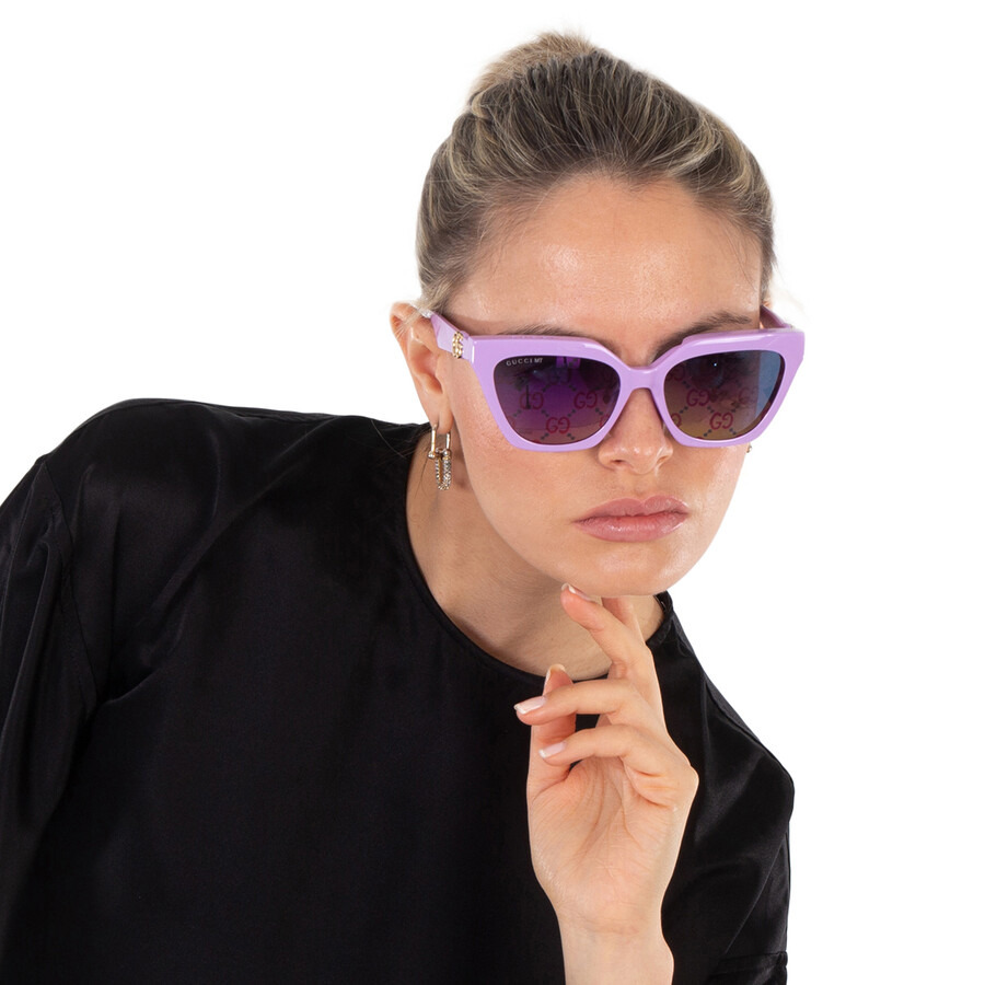 Gucci Violet Logo Clip-On Cat Eye Ladies Sunglasses GG1542S 002 55 - 2