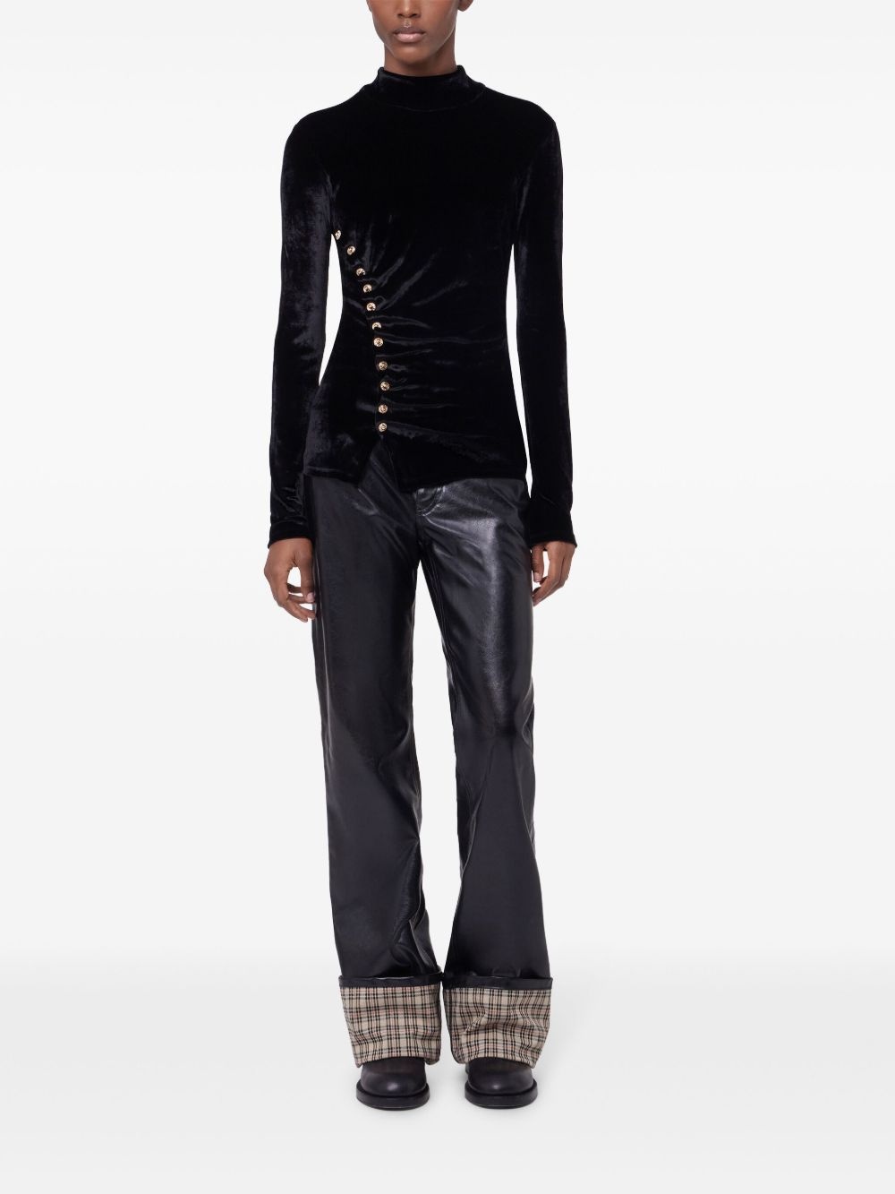 draped velvet top - 2