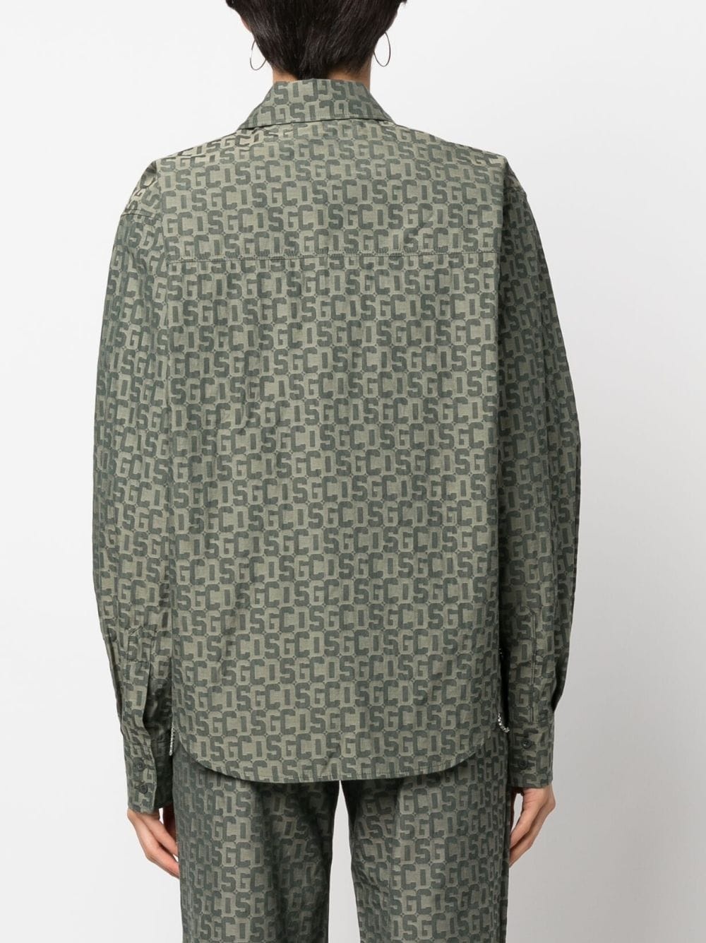crystal-chain monogram shirt - 4