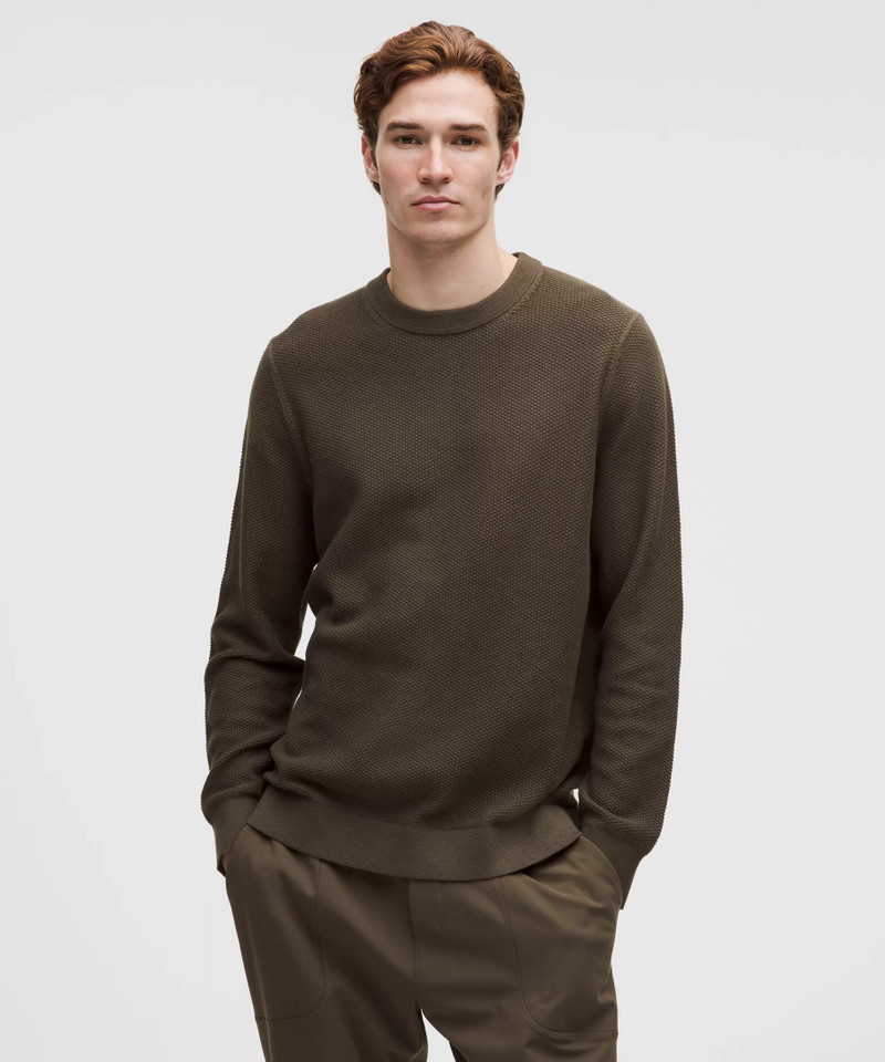 Textured Knit Crewneck Sweater 1