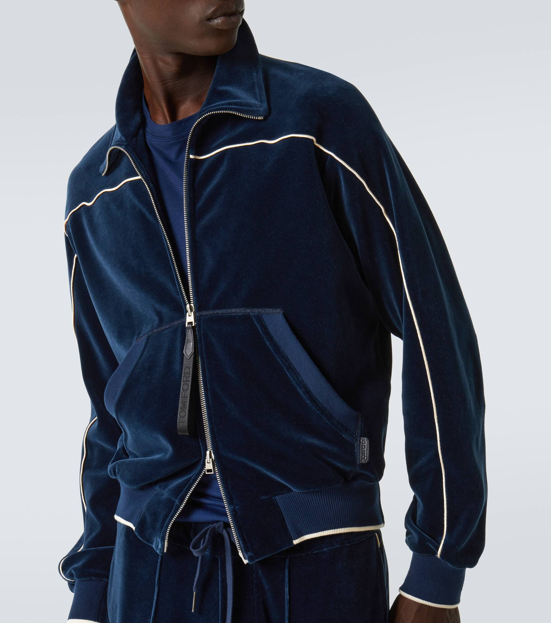 Cotton-blend velour track jacket - 5