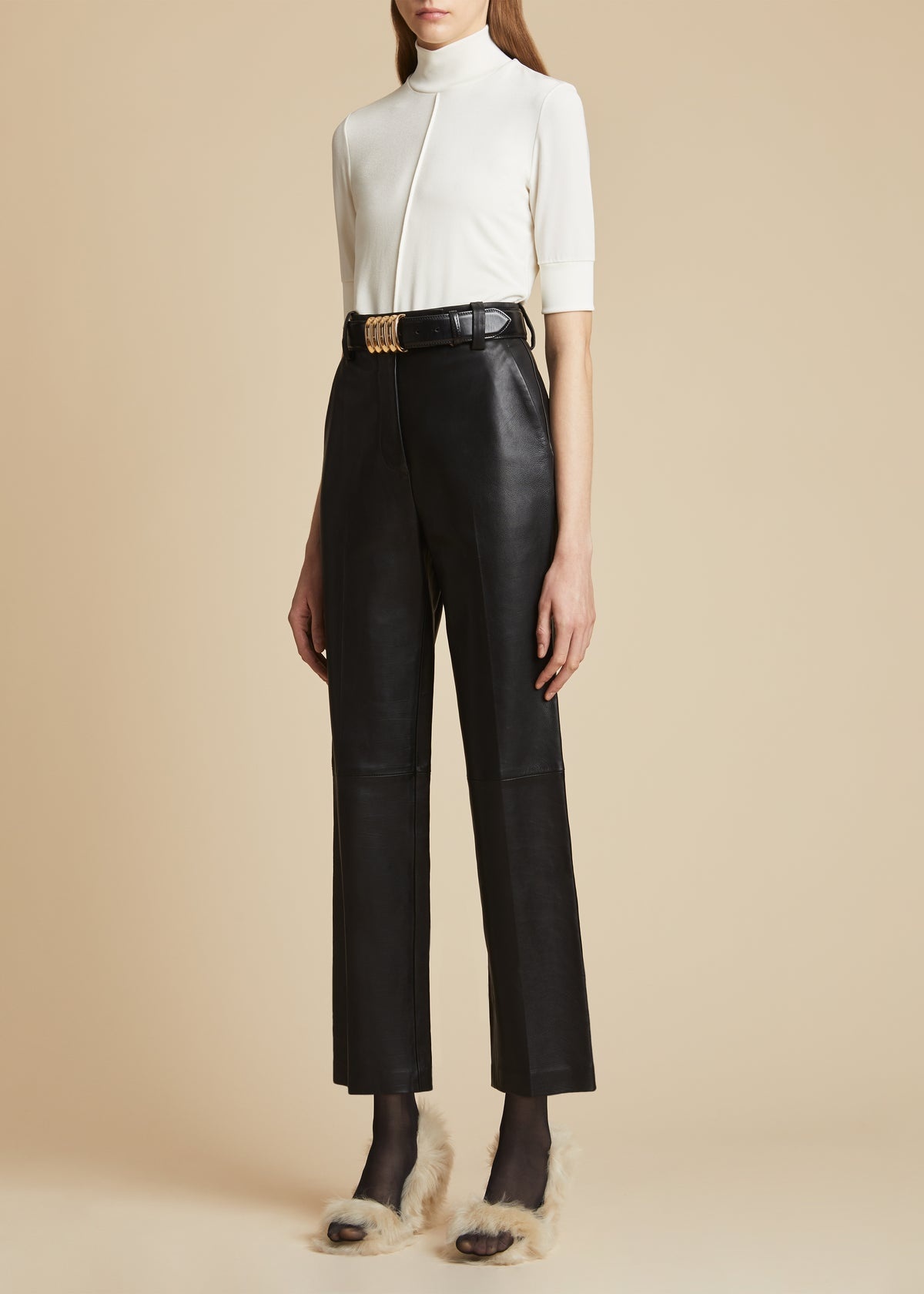 The Melie Pant in Black Leather - 1