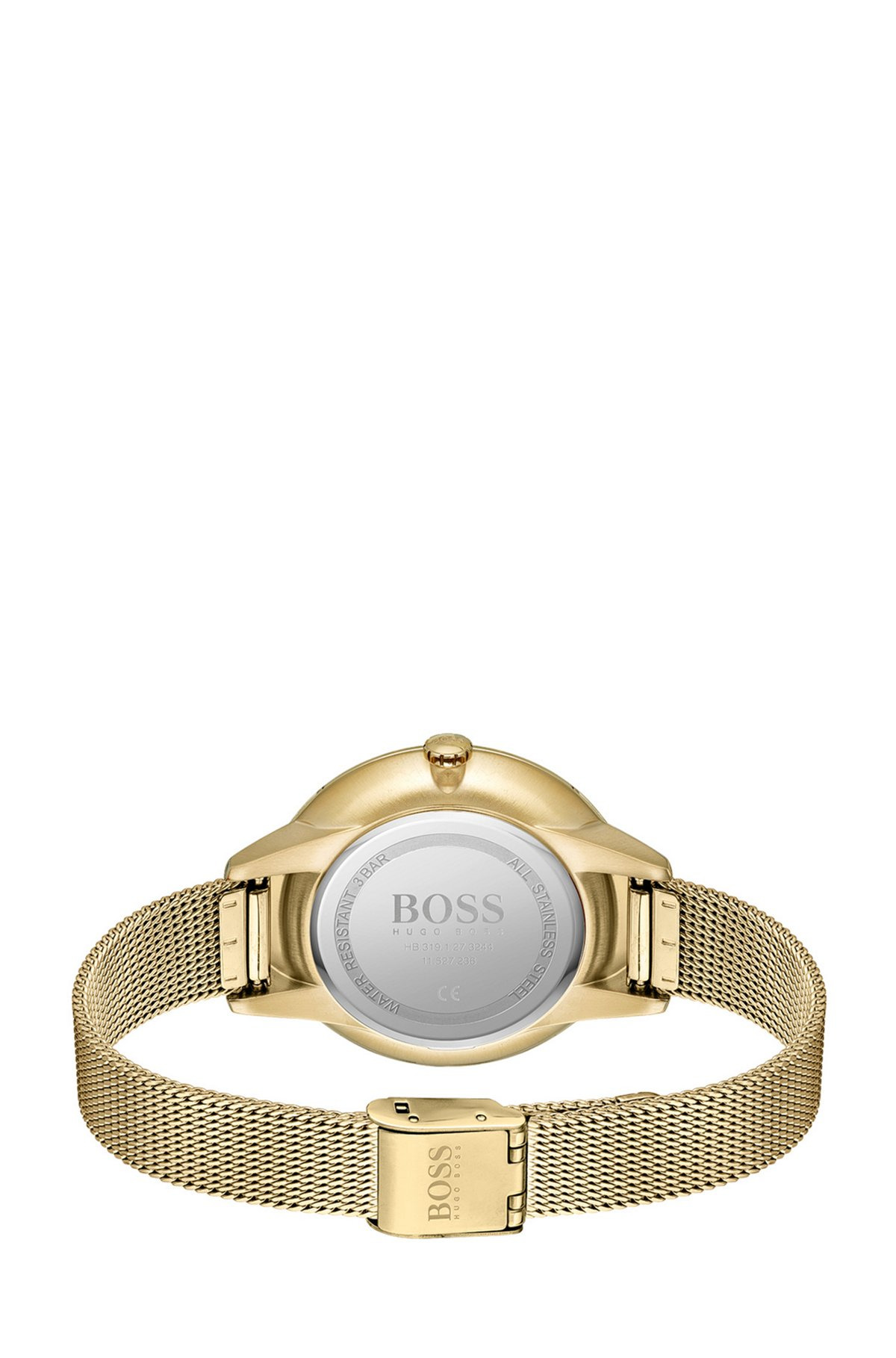 GOLD-TONED MESH BRACELET WATCH WITH CRYSTAL ACCENTS - 3