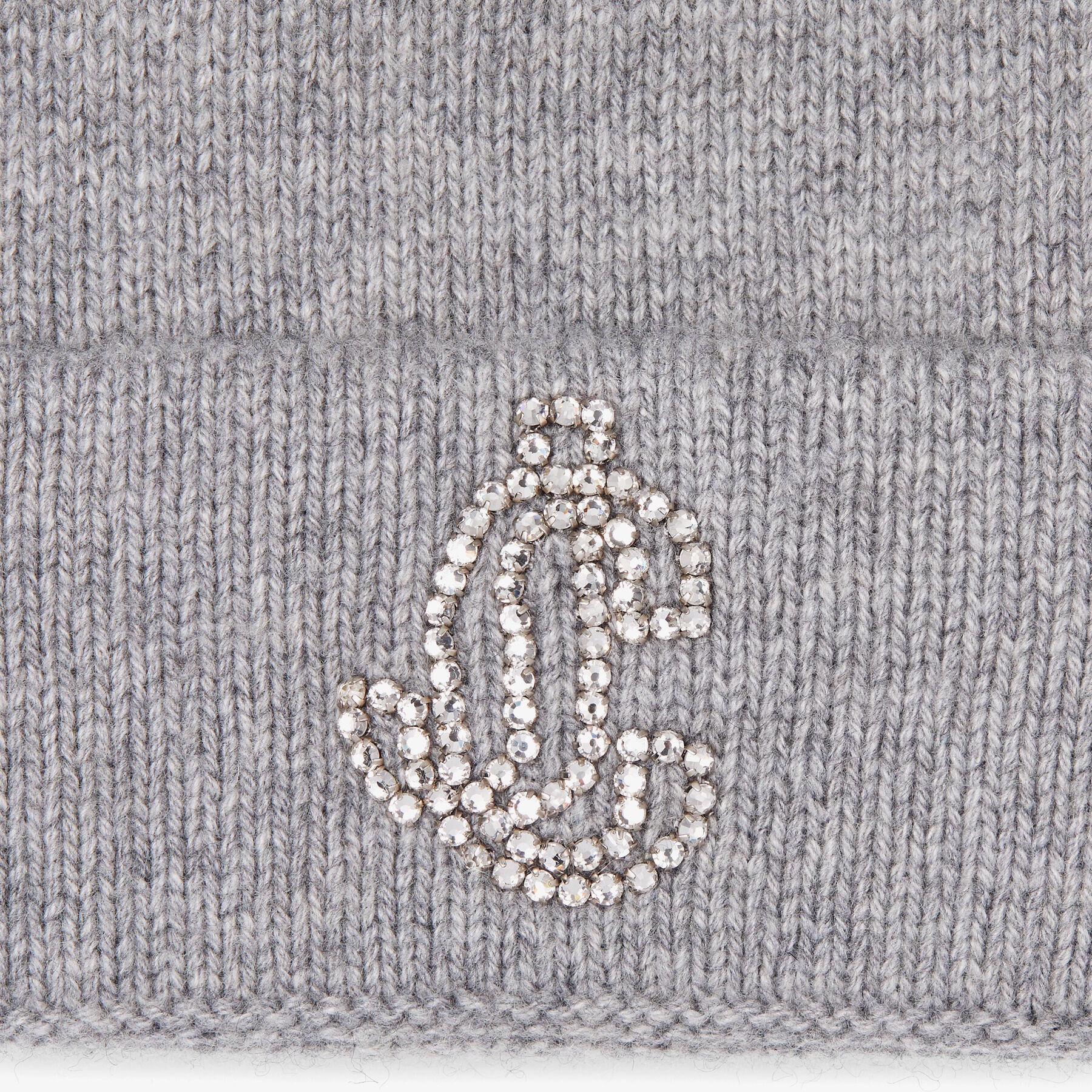 Ilse
Marl Grey Knitted Cashmere Hat with Embroidered Crystal JC Monogram - 3