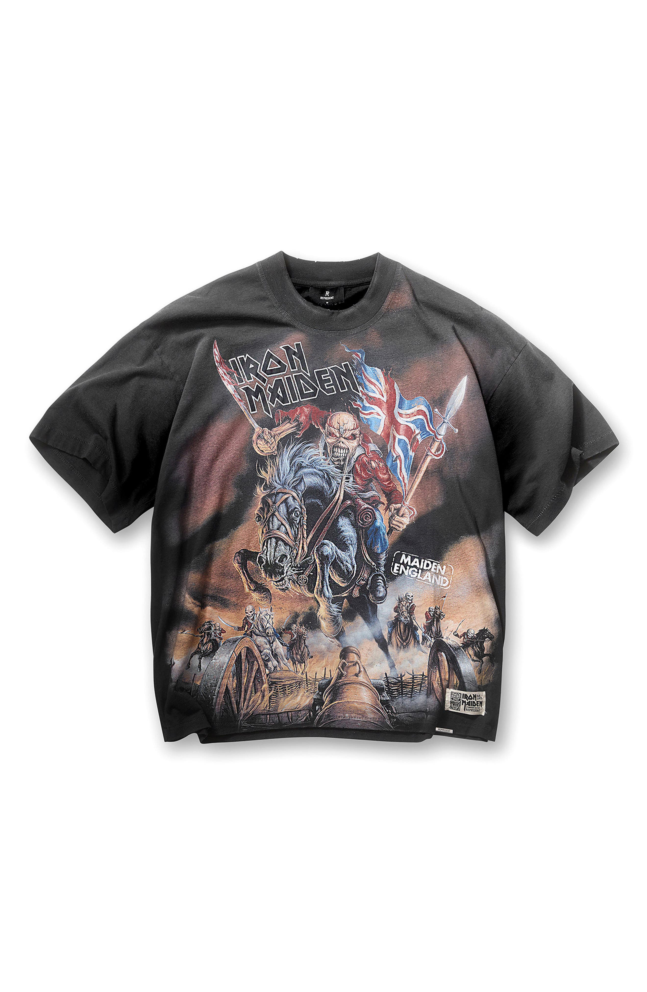 Represent Iron Maiden Steed Graphic T-Shirt in Stained Black at Nordstrom - 5