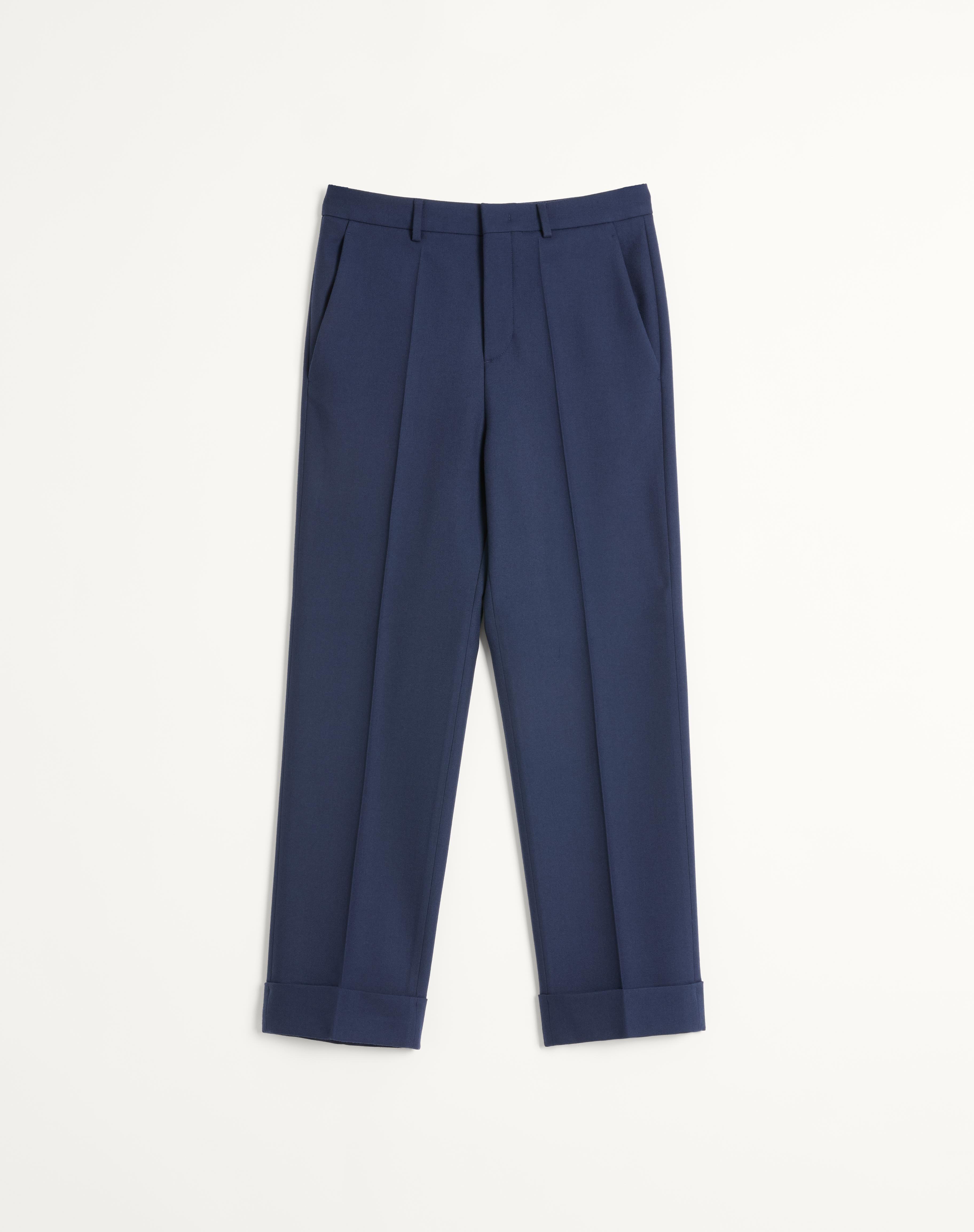 WOOL GABARDINE PANTS WITH TURN-UPS - 1