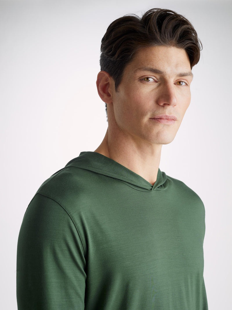 Men's Pullover Hoodie Basel Micro Modal Stretch Hunter Green - 5