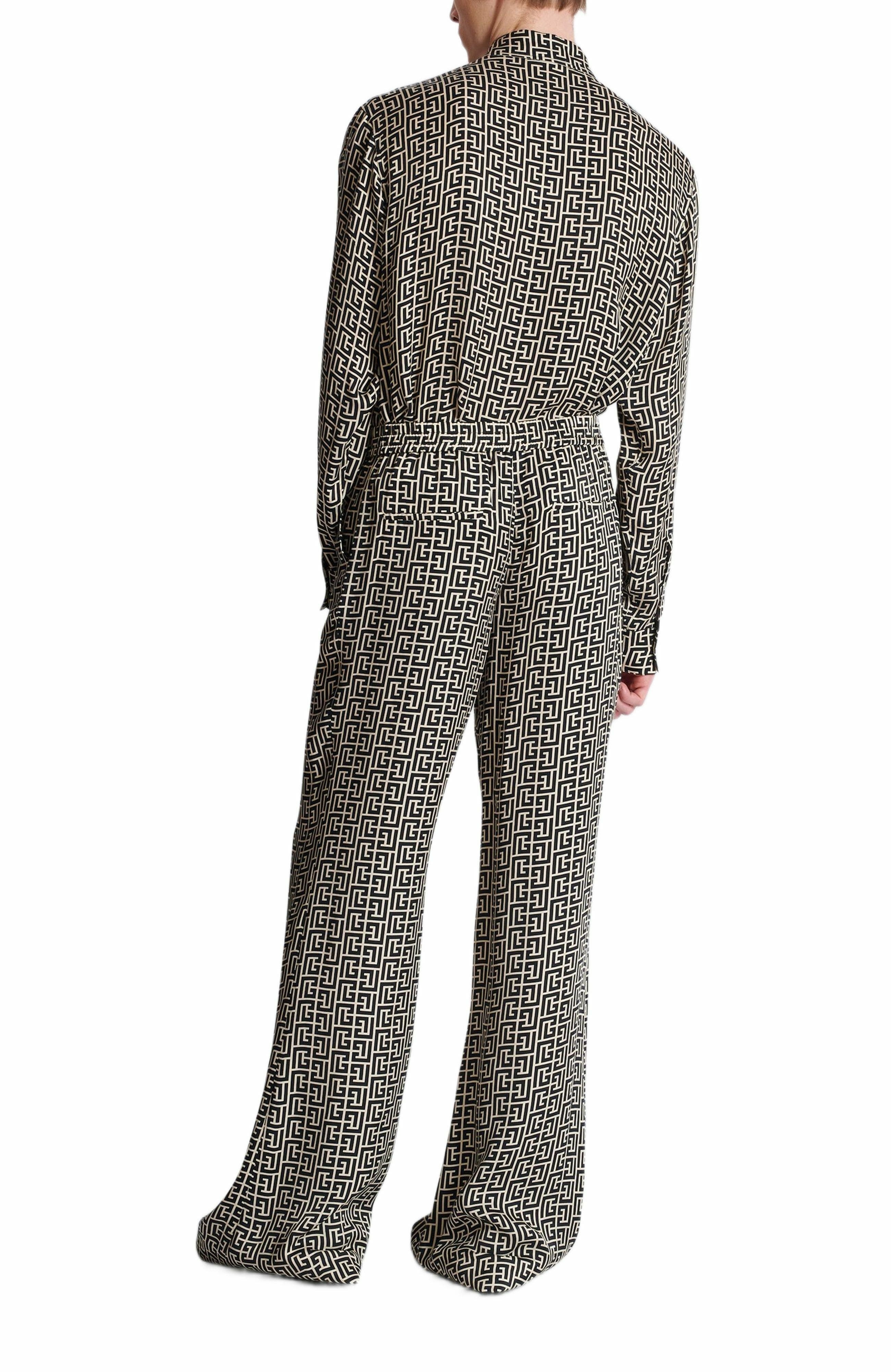 Balmain Monogrammed flowing trousers in Black at Nordstrom - 3
