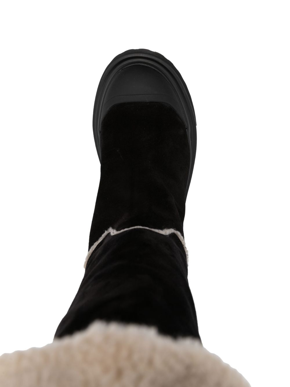 shearling-detail knee-high boots - 4