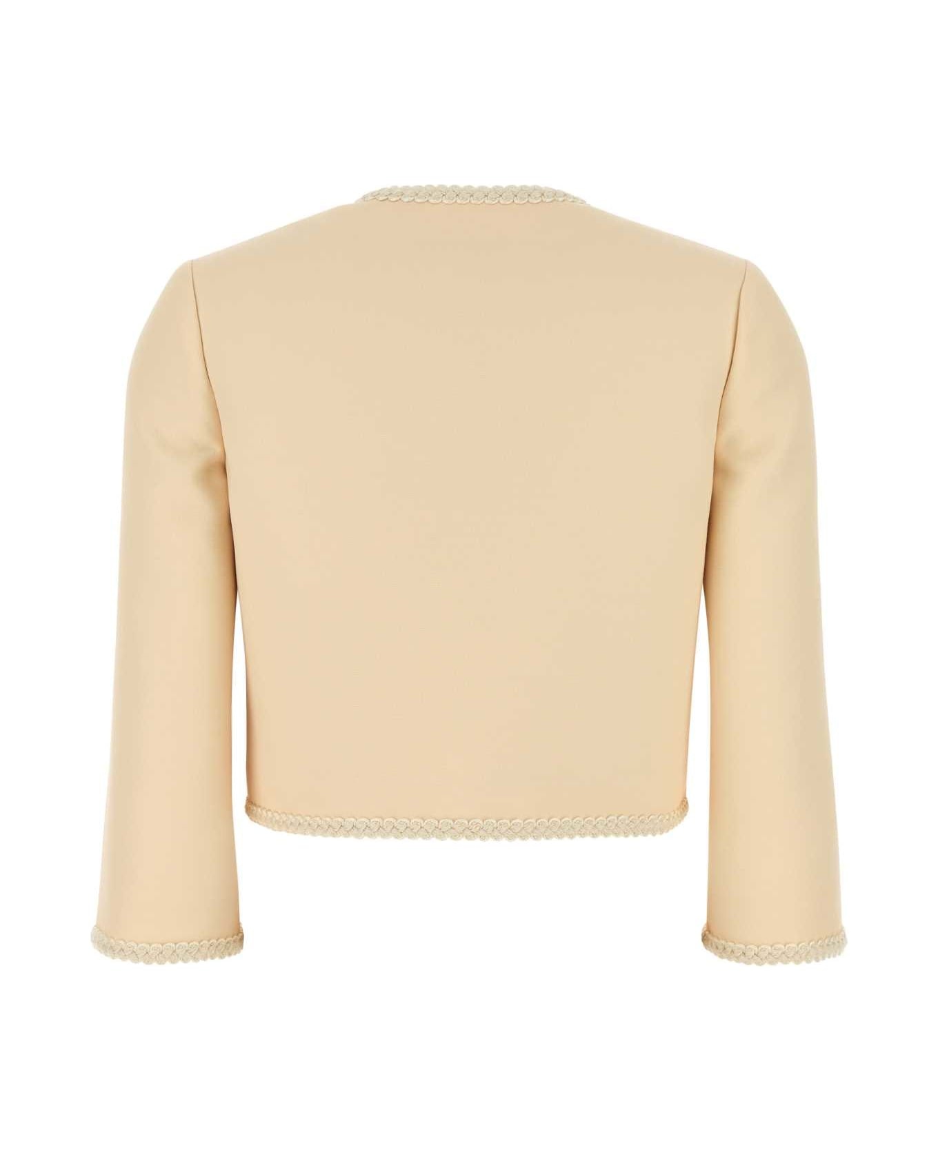 Cream Crepe Couture Blazer - 2