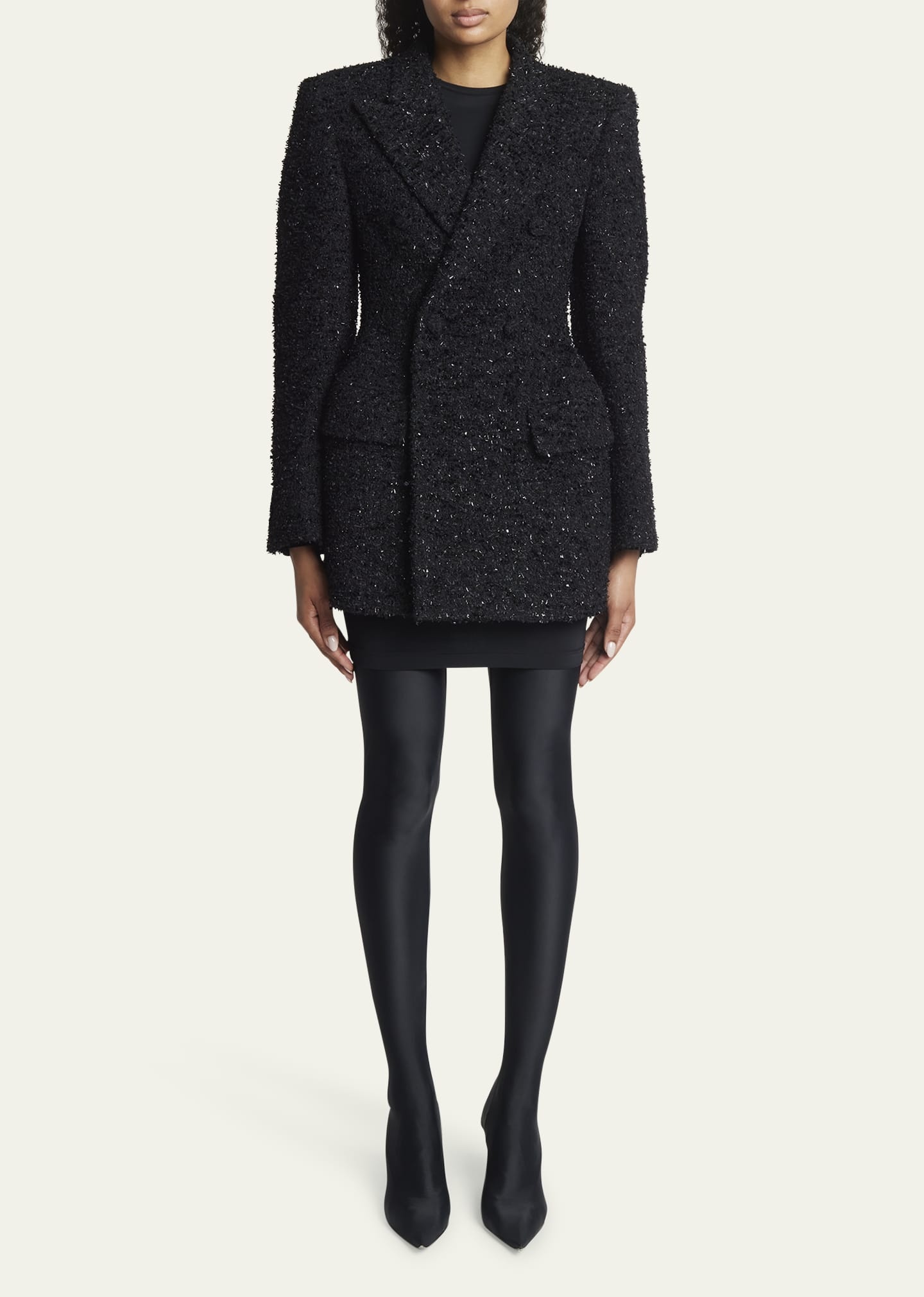 Boucle Double-Breast Hourglass Coat - 2