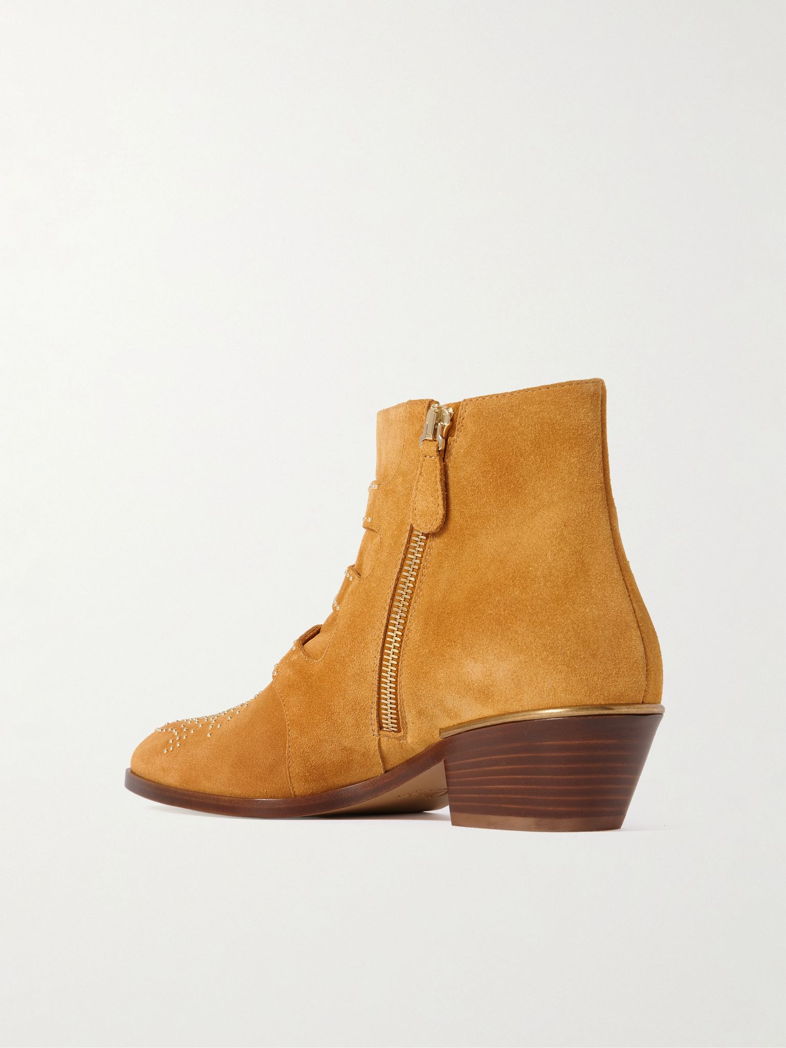Susan buckled studded suede ankle boots Camel - 3
