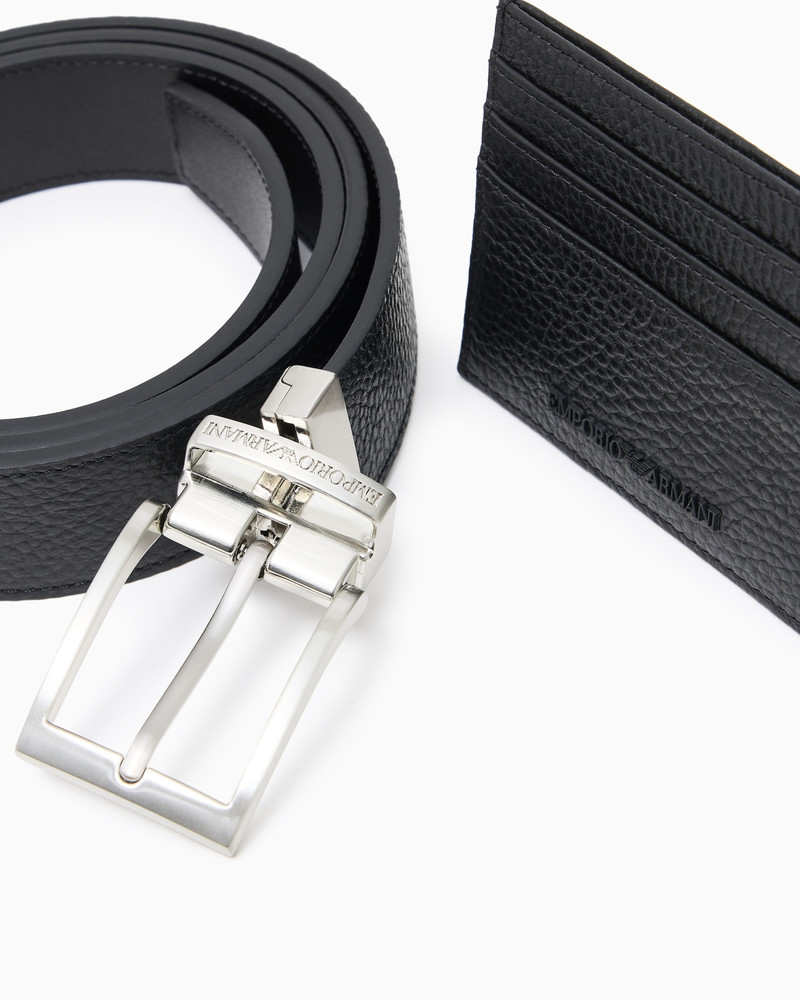EMPORIO ARMANI GIFT BOX WITH TUMBLED-LEATHER BELT AND CARD HOLDER outlook