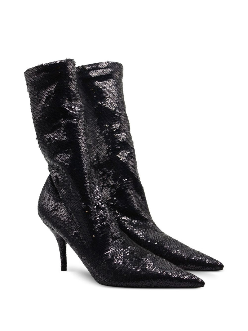 BALENCIAGA 80mm Knife sequin-embellished boots outlook