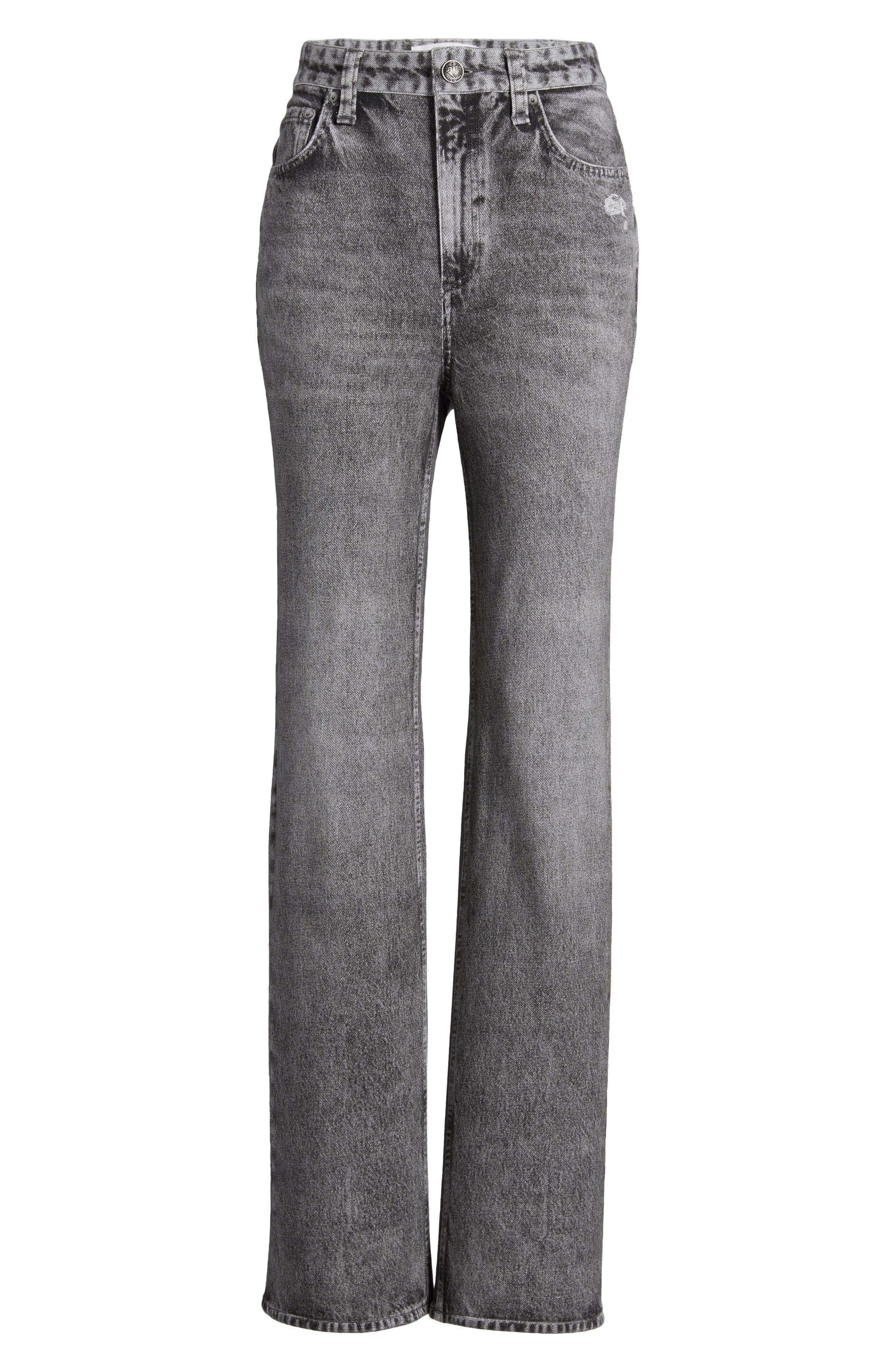rag & bone Miramar Shea Relaxed Straight Cotton Terry Sweatpant Jeans in Raven at Nordstrom - 5