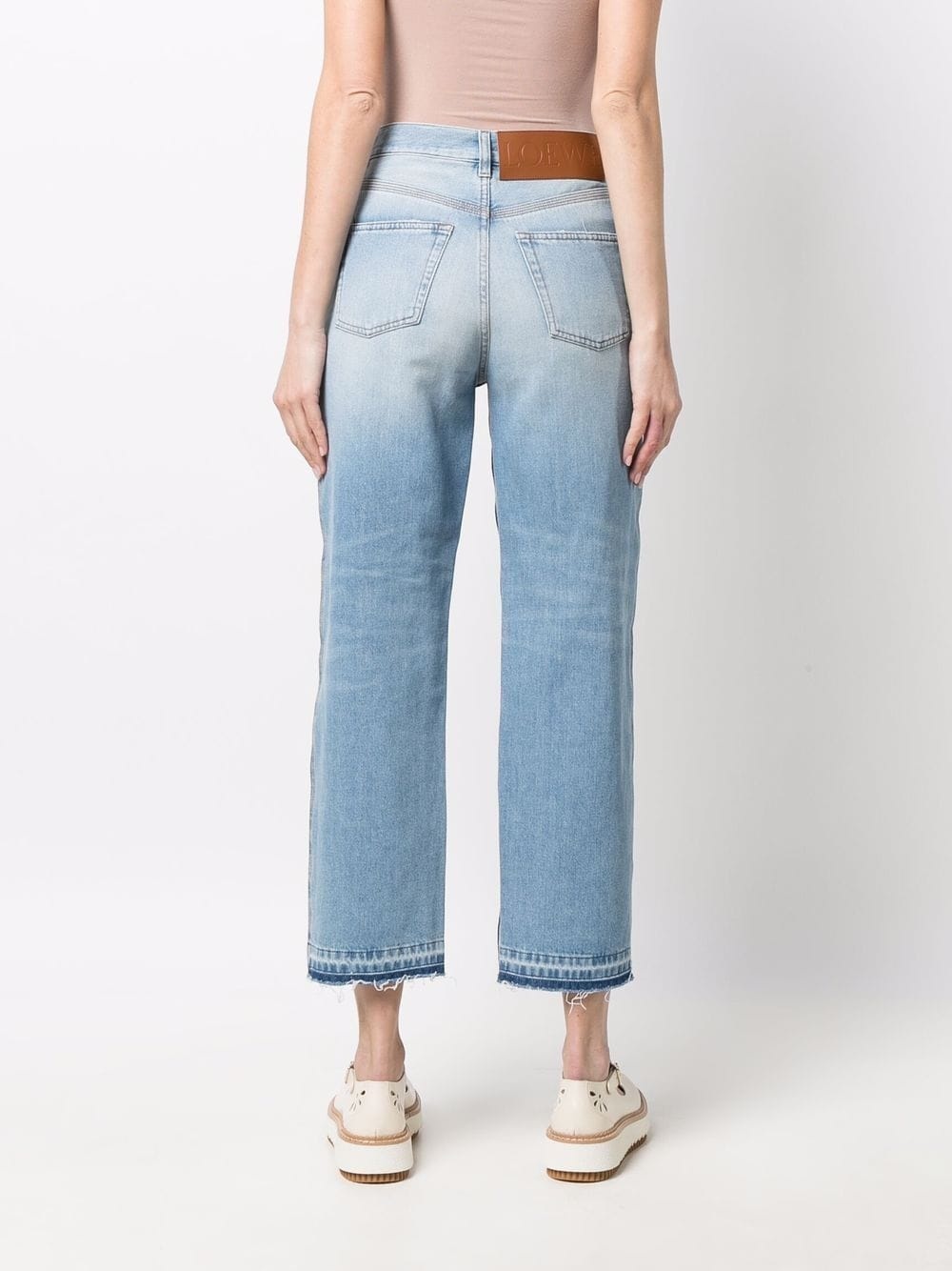 cropped two-tone jeans - 4