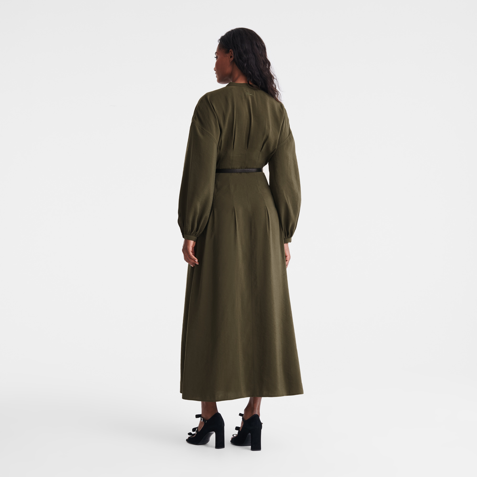 Long dress Khaki - Fluid crepe - 3