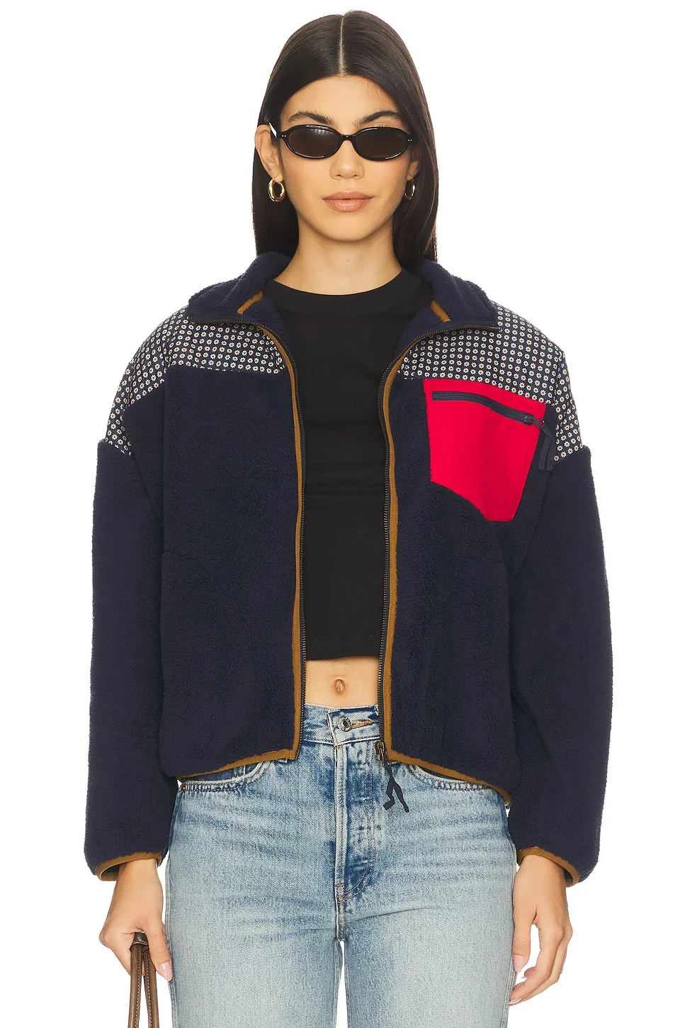 Print Mix Plush Terrain Half Zip Jacket - 1