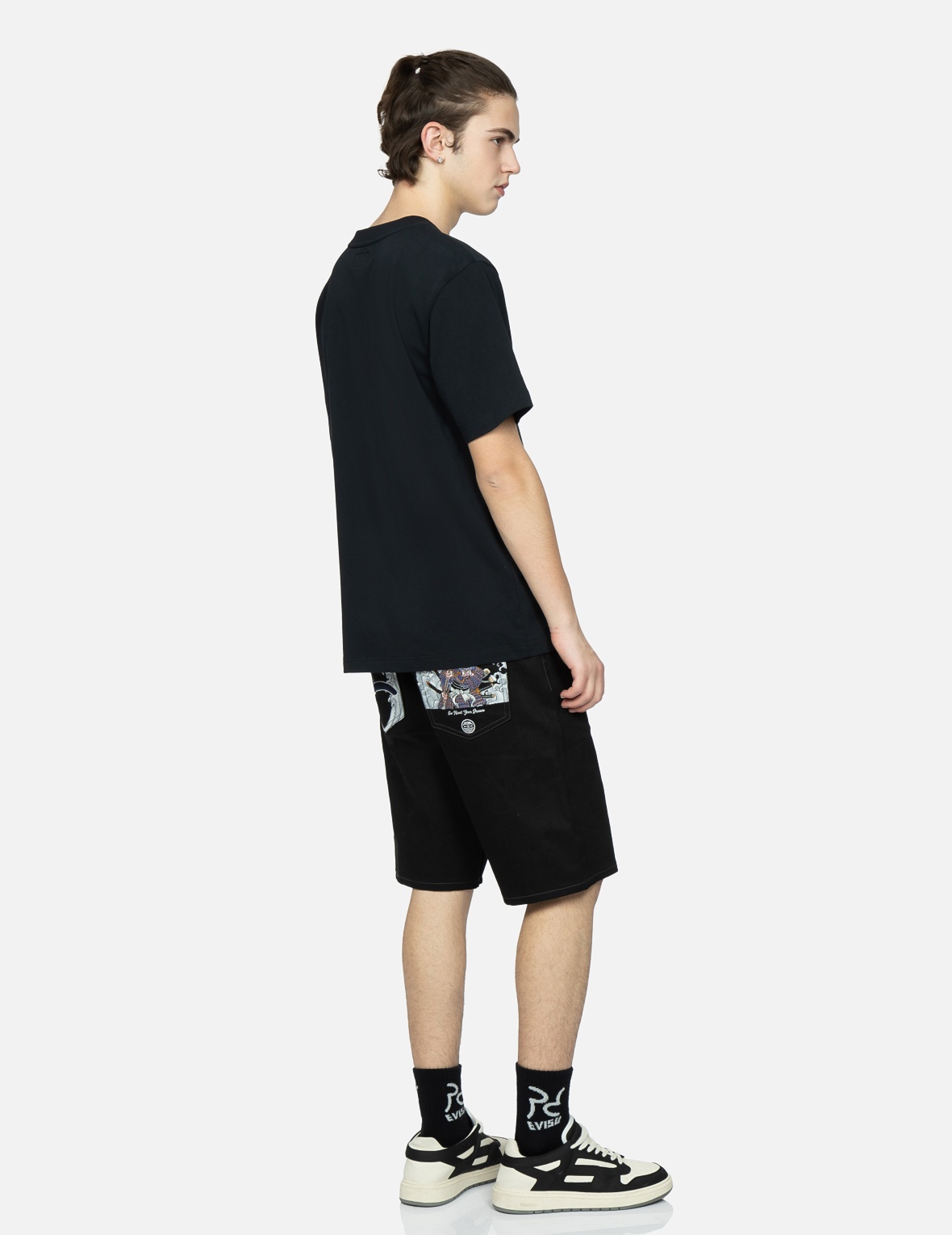 SAMURAI AND SEAGULL EMBROIDERY DENIM SHORTS - 3