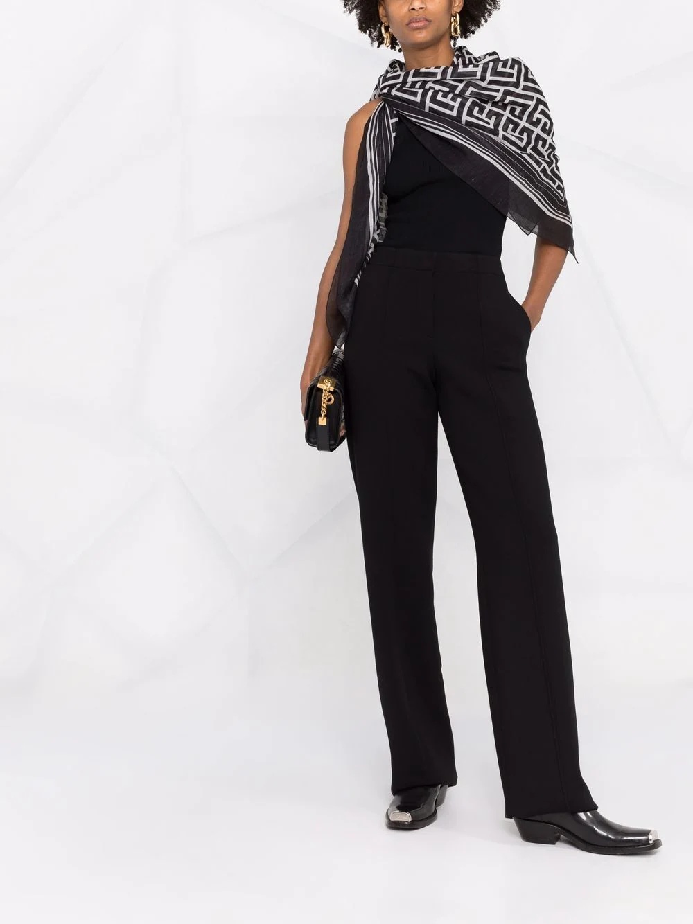 high-waisted wool blend trousers - 2