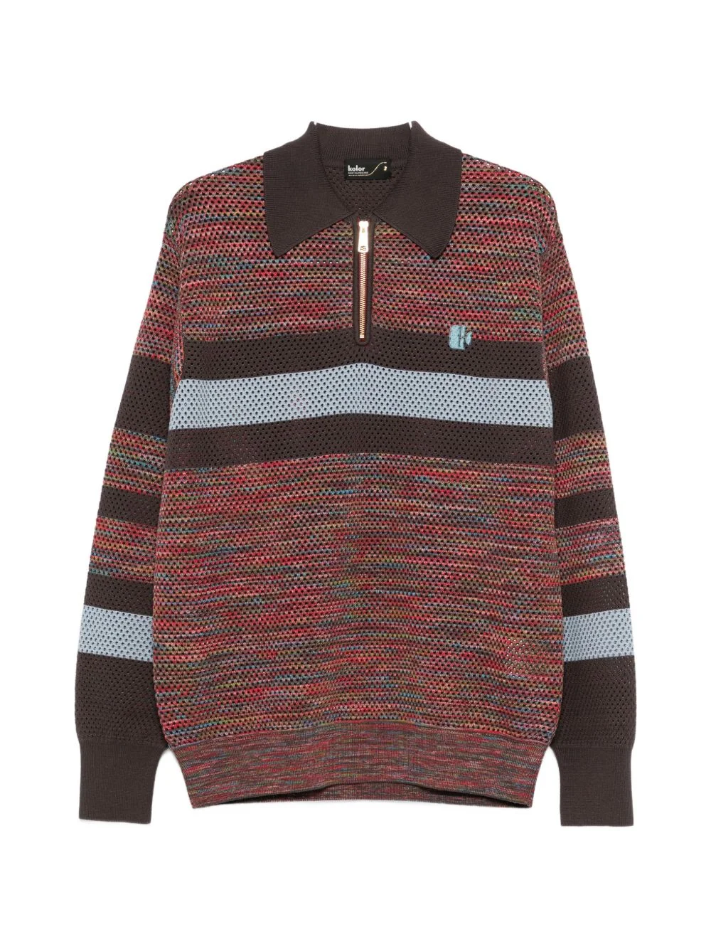 striped zip-up sweater - 1