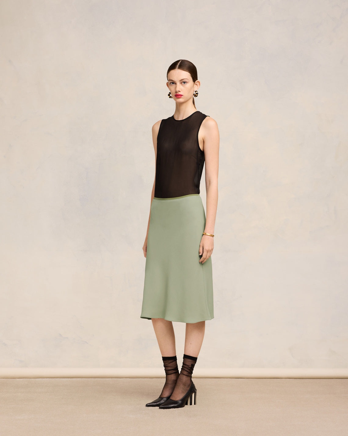 MIDI SKIRT WITH ELASTICATED WAIST - 6