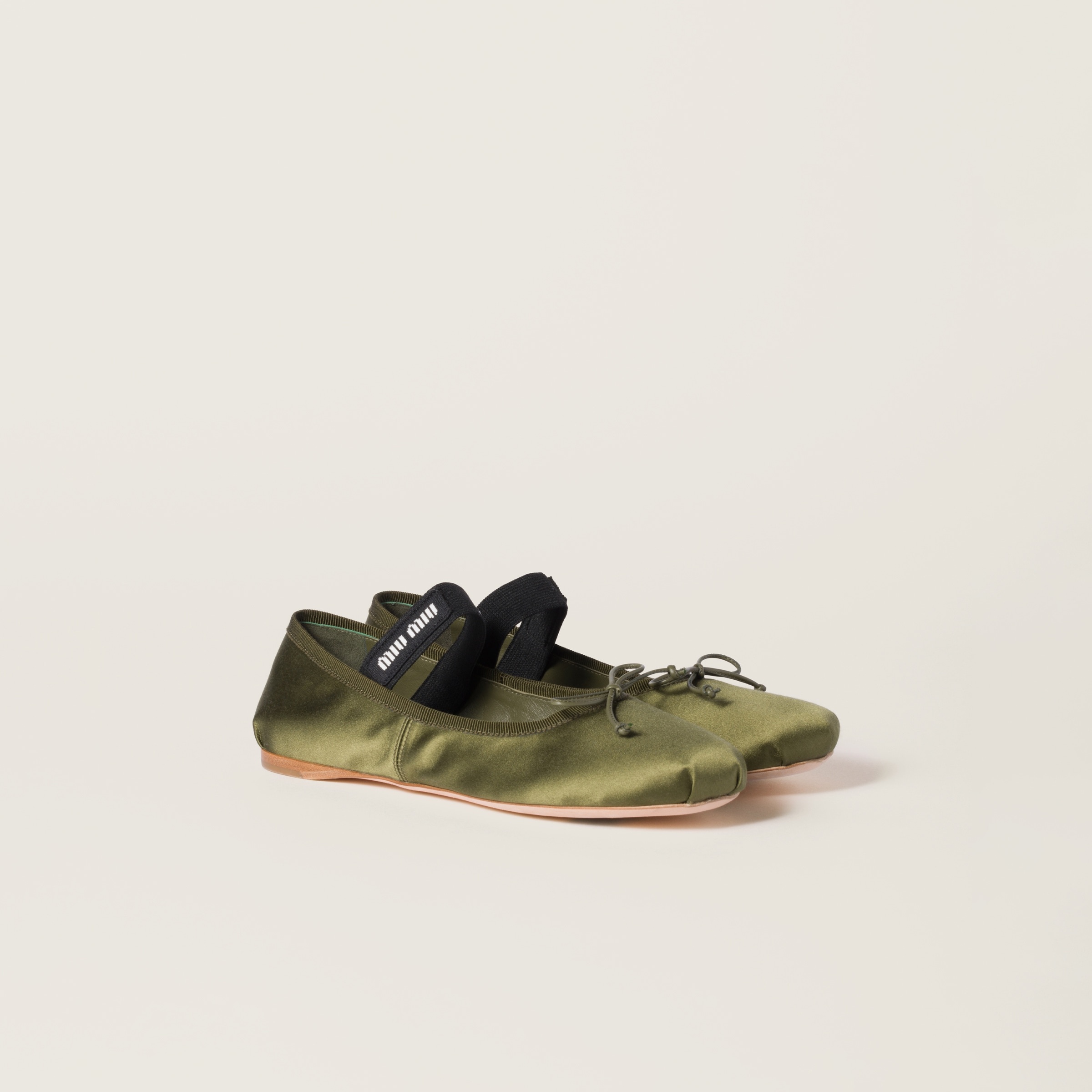 フラットシューズ MIU MIU Black Satin Ballerinas Miu Miu Satin Ballerinas | Saks Fifth Avenue