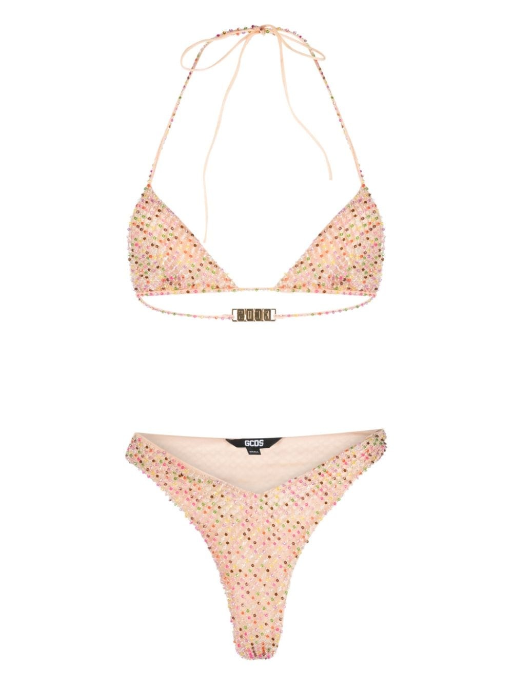 bead-embellished tulle-overlay bikini - 2