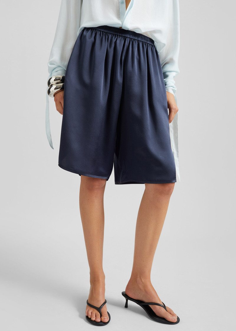 Nelis Silk Bermuda Shorts - Navy 7
