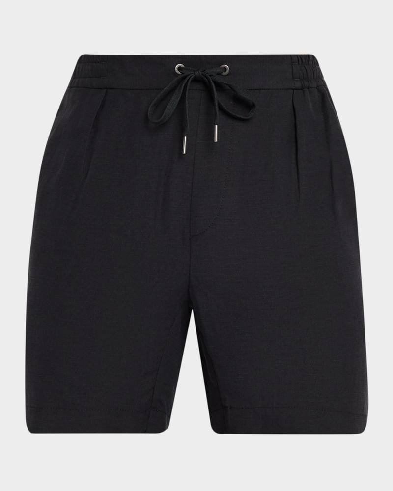 Men's Silk and Linen Double-Pleated Drawstring Shorts 1